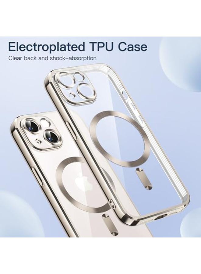 جي تيك جراب شفاف ناعم لهاتف iPhone 13 مقاس 6.1 بوصة حماية كاملة لعدسة الكاميرا متوافقة مع شحن Magsafe اللاسلكي، غطاء هاتف TPU مطلي بالكهرباء مقاوم للصدمات Starlight - Image 3