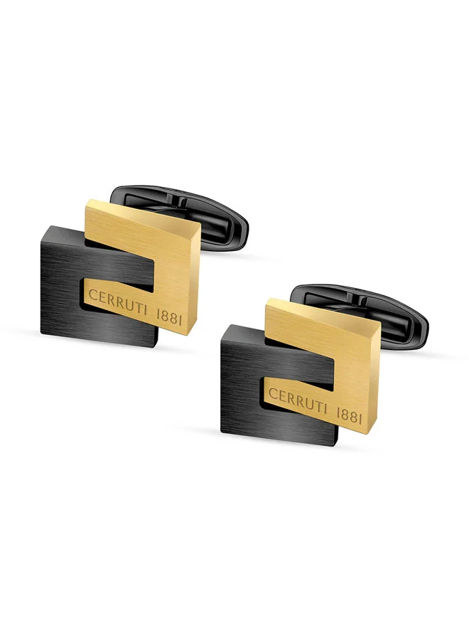 شيروتي 1881 Interlock Black Men's Cufflink â€“ Elegant and Durable Design