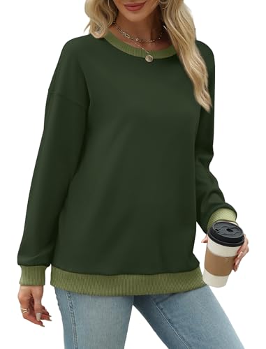 Saloogoe Women's Sweatshirts Pullover Fashion Ladies Tops Long Sleeve Tunics Green XXL - Image 3