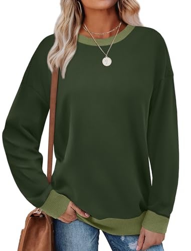 Saloogoe Women's Sweatshirts Pullover Fashion Ladies Tops Long Sleeve Tunics Green XXL - Image 5