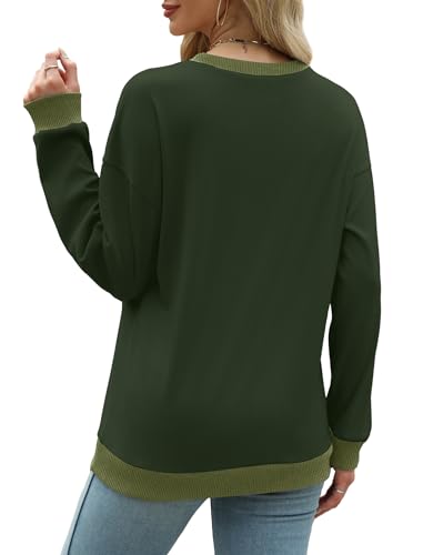 Saloogoe Women's Sweatshirts Pullover Fashion Ladies Tops Long Sleeve Tunics Green XXL - Image 4
