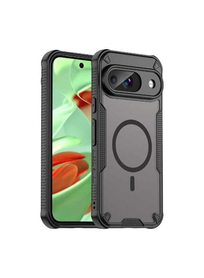 غطاء حمايه لهاتف جوجل بيكسل 9 جراب ارمور مغناطيسي ياتي بحواف مرتفعة حول الشاشة وعدسة الكاميرا تساعد على منع الخدوش - اسود - Image 1