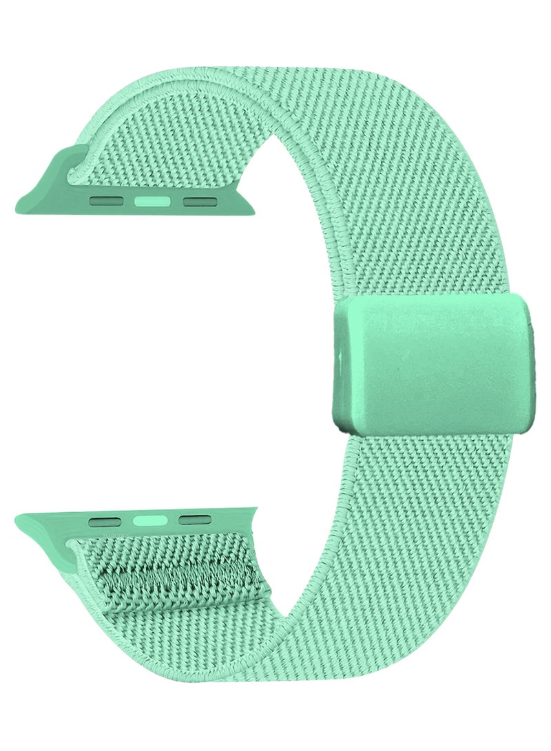 Magnetic Clasp Band for Apple Watch 49mm 45mm 44mm 42mm (Series 1-3), Nylon Elastic Stretchy Strap Compatible with iWatch Series Ultra 10-1 - Aqua - Image 1