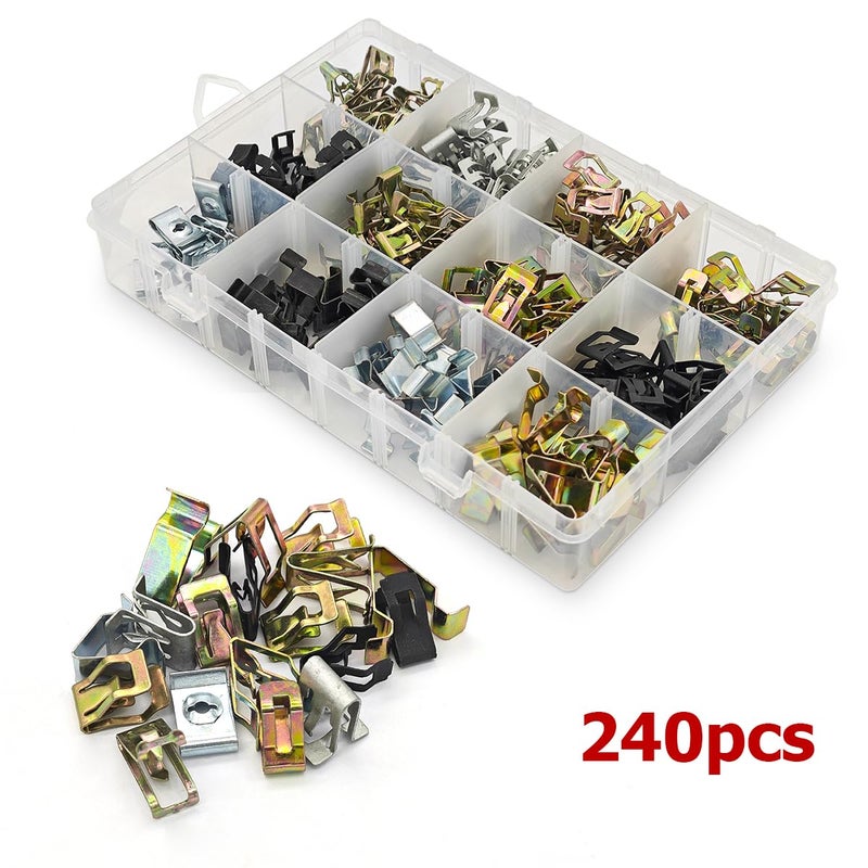 BESULEN Car Dashboard Trim Clips, 240pcs 12 Sizes Dashboard Trim Fixing Rivets Metal Retainer, Automotive Trim Moulding Fastener Clips, Metal Dash Retainer Clips Replacement for Most Cars - Image 2
