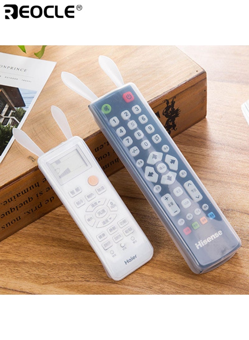 REOCLE 4pcs Transparent Remote Control Cover for TV AC Dust Proof Protective Sheath Sleeve Cartoon Rabbit Ear Design No Electricity Needed Durable Lightweight Non-slip Easy Grip - Image 4
