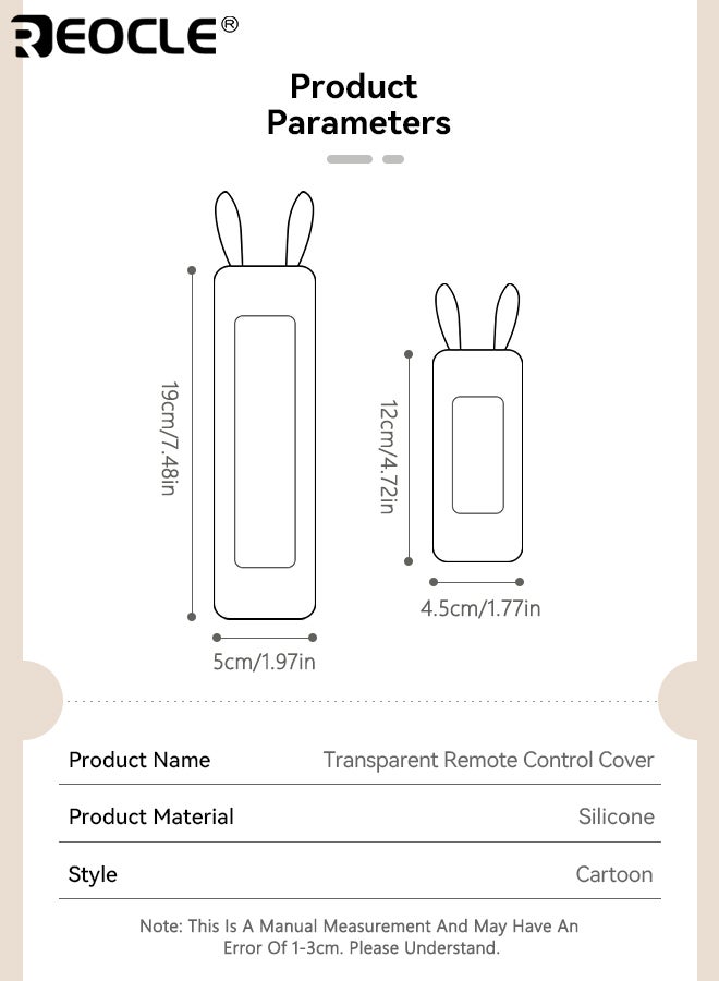 REOCLE 4pcs Transparent Remote Control Cover for TV AC Dust Proof Protective Sheath Sleeve Cartoon Rabbit Ear Design No Electricity Needed Durable Lightweight Non-slip Easy Grip - Image 3