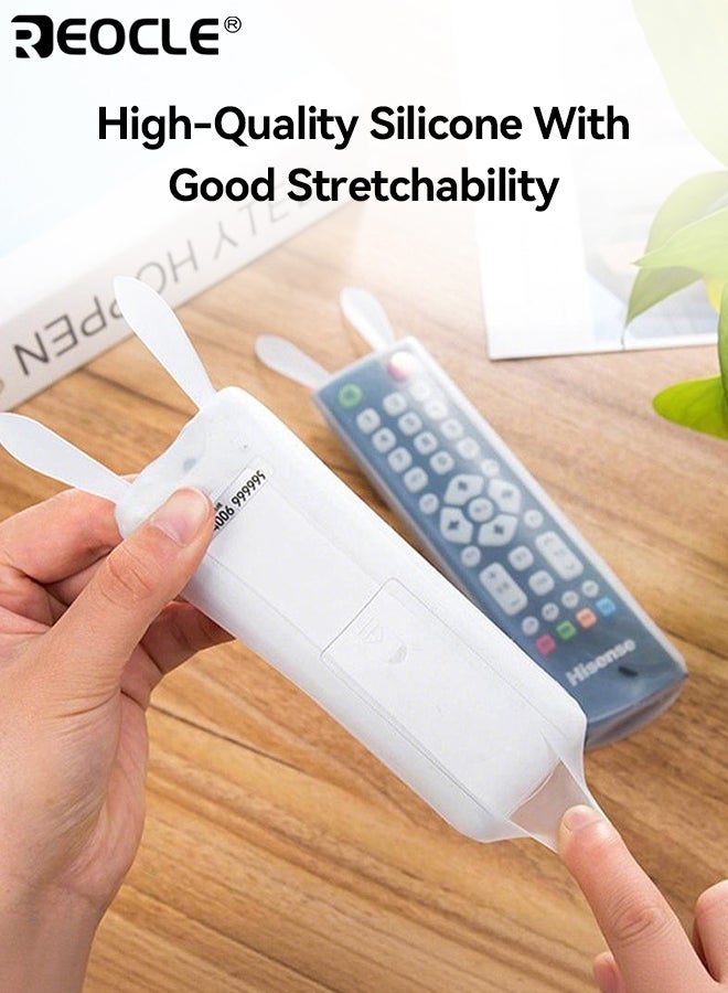 ريوكل مجموعة من 4 أغطية شفافة للتحكم عن بعد لأجهزة التلفزيون والمكيفات، مقاومة للغبار، مزودة بأكمام واقية، تصميم لطيف بأذني أرنب، لا تحتاج إلى كهرباء، خفيفة الوزن، غير قابلة للانزلاق، سهلة الإمساك - Image 3