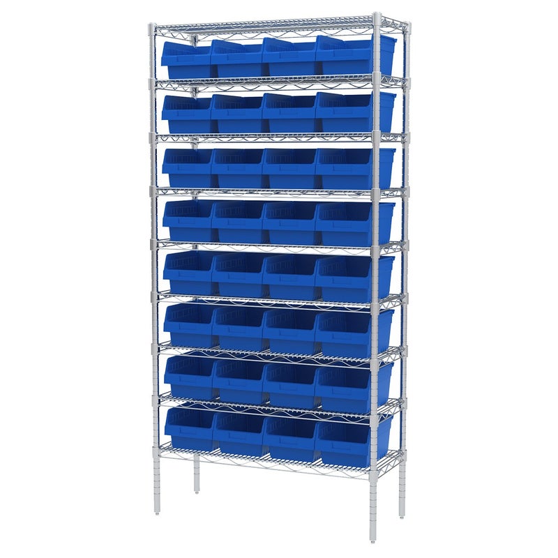 Akro-Mils 30080 Plastic Nesting ShelfMax Storage Bin Box, (12-Inch x 8-Inch x 6-Inch), Blue, (8-Pack) - Image 3