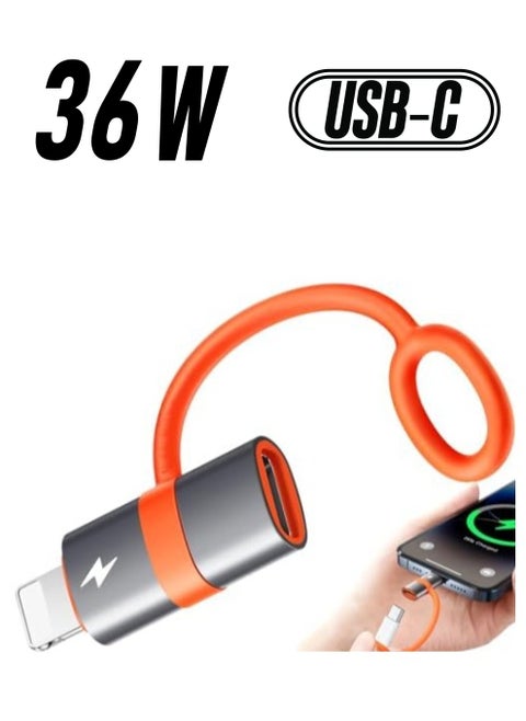 USB C to Ligtning Adapter with Anti-Lost Loop, 36W Type C to Lightn-ing Adapter PD Fast Charging, Support Data Transmission, Not Support Audio, Suit for iPhone 14 13 12 11 XS, iPad, MacBook