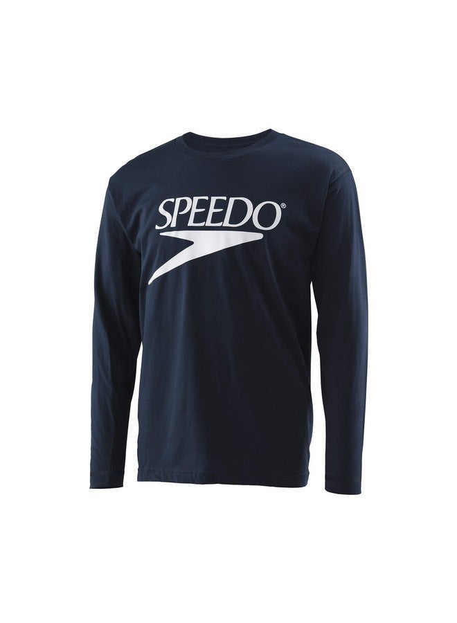 speedo Speedo Unisexadult Tshirt Long Sleeve Crew Neck Vintagenew Speedo Navysmall  - Image 2