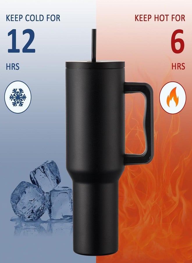 WALITO 1.2 Litre Stainless Steel Tumbler Hot and Cold with Handle, lid and Straw, Leak Proof Mug Cupholder for Gym, Travelling,Office,School Cupholder Gifts for Women Men Him Her (Black) - Image 5