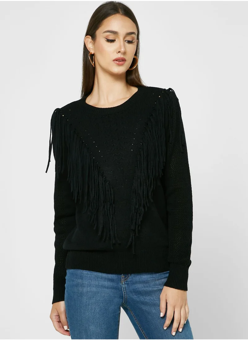 ELLA Fringe Front Sweater