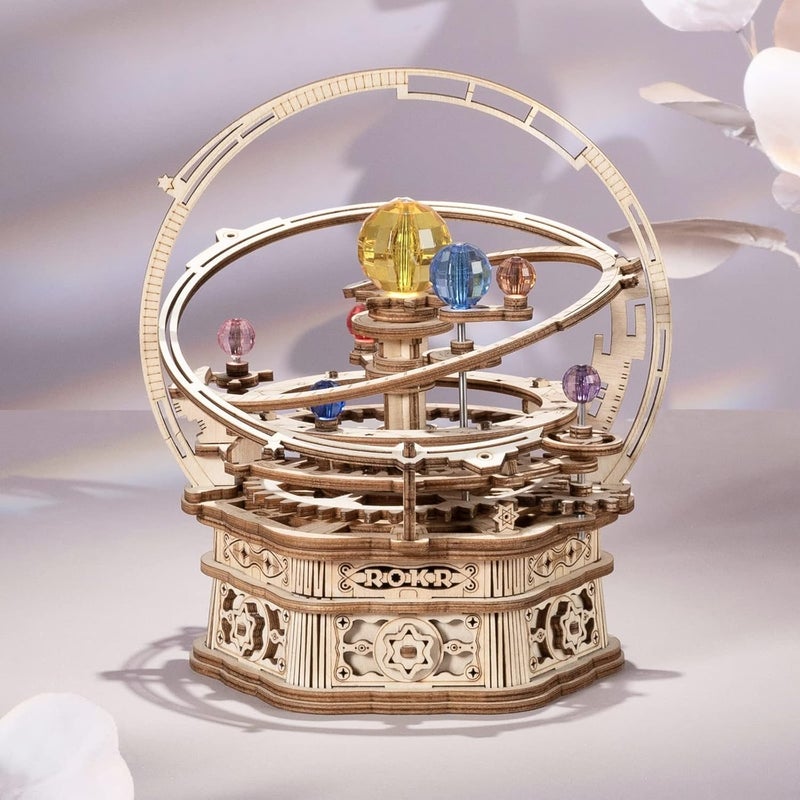 ROKR 3D Wooden Puzzles for Adults Mechanical Music Box-Starry Night, DIY Rotating Music Box Model Building Kits for Teens, DIY Crafts/Hobbies/Gifts Desk Decor for Boys Ages 14+ (Starry Night) - Image 3