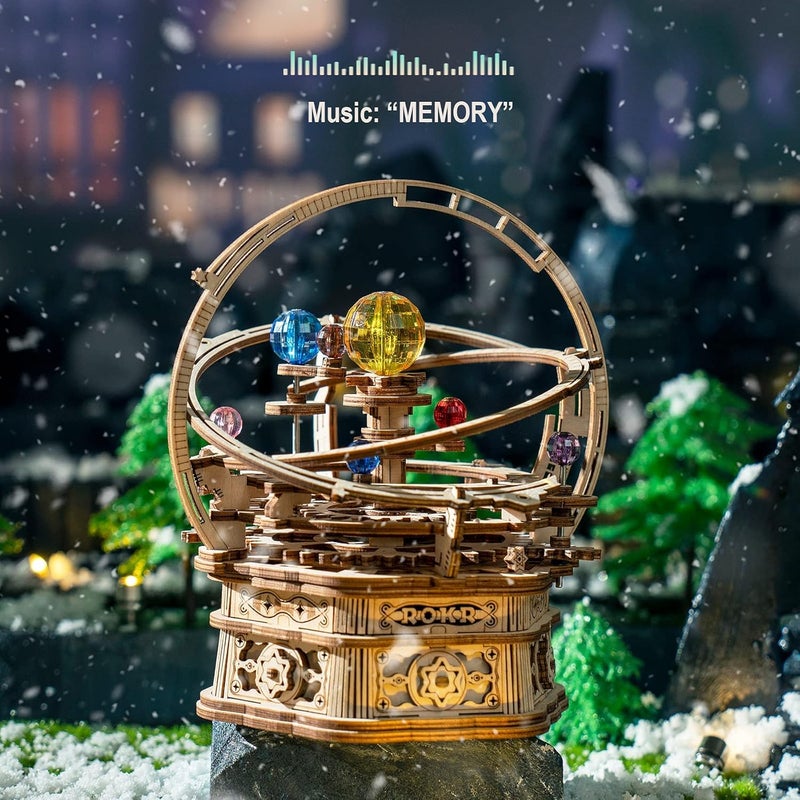 ROKR 3D Wooden Puzzles for Adults Mechanical Music Box-Starry Night, DIY Rotating Music Box Model Building Kits for Teens, DIY Crafts/Hobbies/Gifts Desk Decor for Boys Ages 14+ (Starry Night) - Image 2