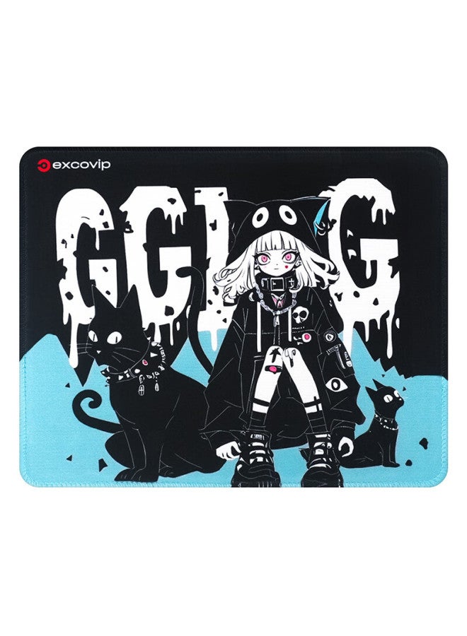 Exco Night Owl Girl Mouse Pad, Small Size With Locking Edge, Laptop Office Gaming Computer Small Pad, Fine Surface Cartoon Anime Cloth Pad, Desk Mat, Home Use, Portable, Convenient 0287 - Image 1