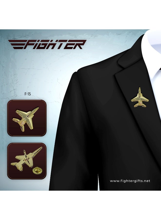 Fighter Gifts F15 Eagle Small Pin Gold - Image 1
