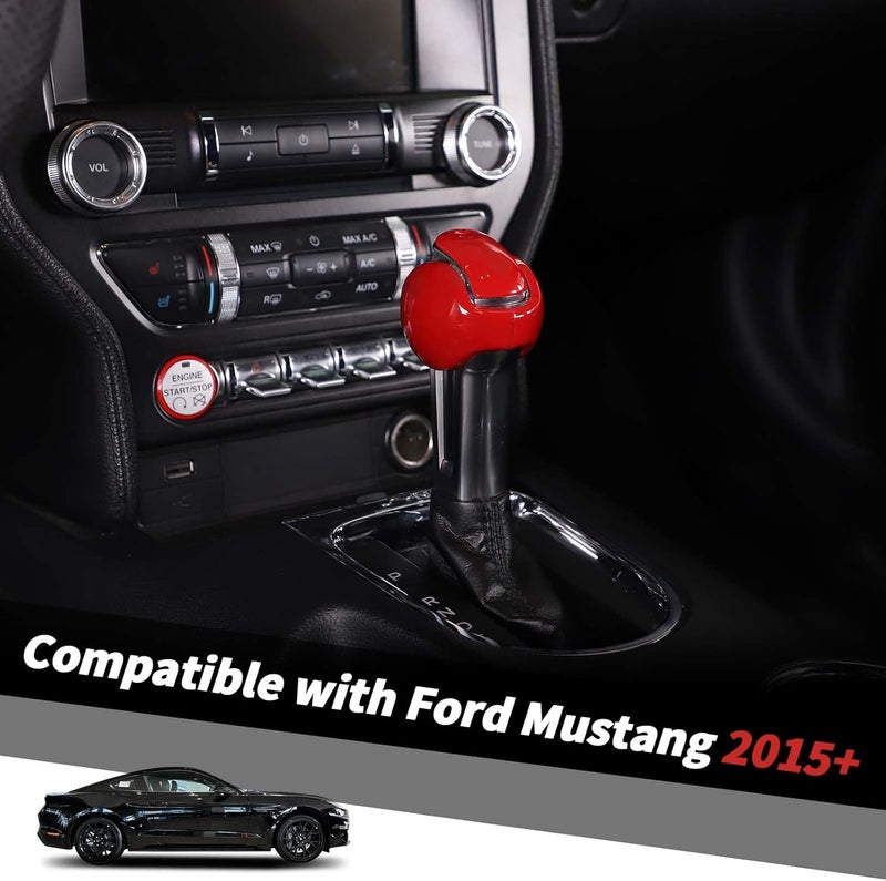 Jimen 3PCS Gear Shifter Knob Cover for Ford Mustang 2015-2023 - Red - Image 2