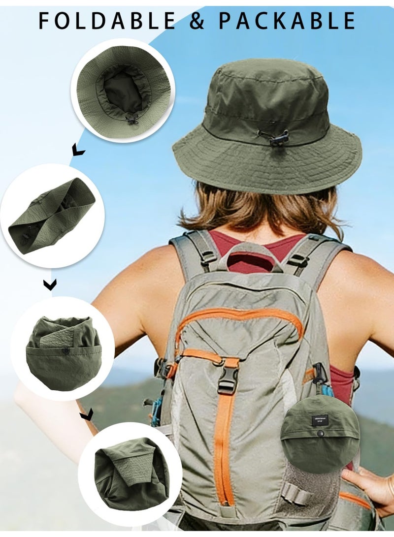 BESTPEAK Waterproof foldable fisherman's hat, quick-drying and sun-protective, foldable, suitable for outdoor activities such as fishing, hiking, and beach outings, and features an adjustable chin strap. - Image 2