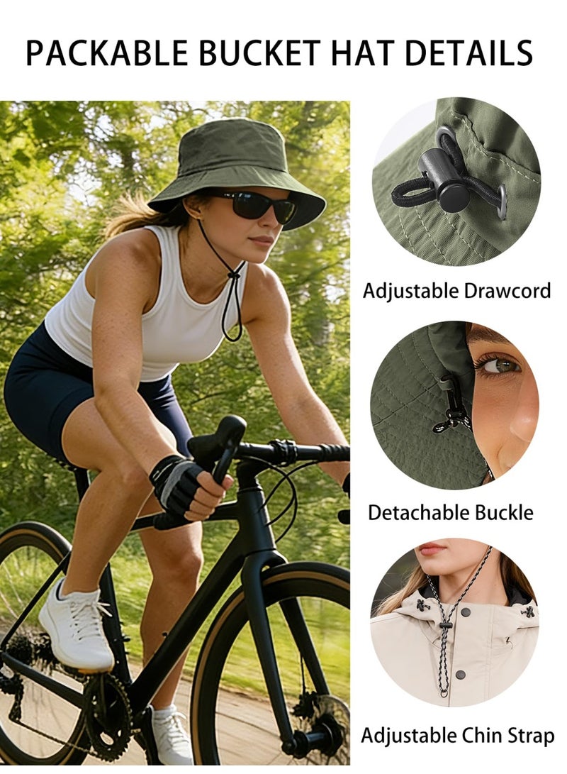 BESTPEAK Waterproof foldable fisherman's hat, quick-drying and sun-protective, foldable, suitable for outdoor activities such as fishing, hiking, and beach outings, and features an adjustable chin strap. - Image 3