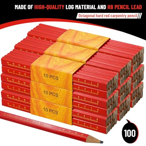 WYOMER 100 Pcs Carpenter Pencils, Octagonal Hard Black Carpenter Pencils for Woodworking Marking & Construction Plans - Image 3