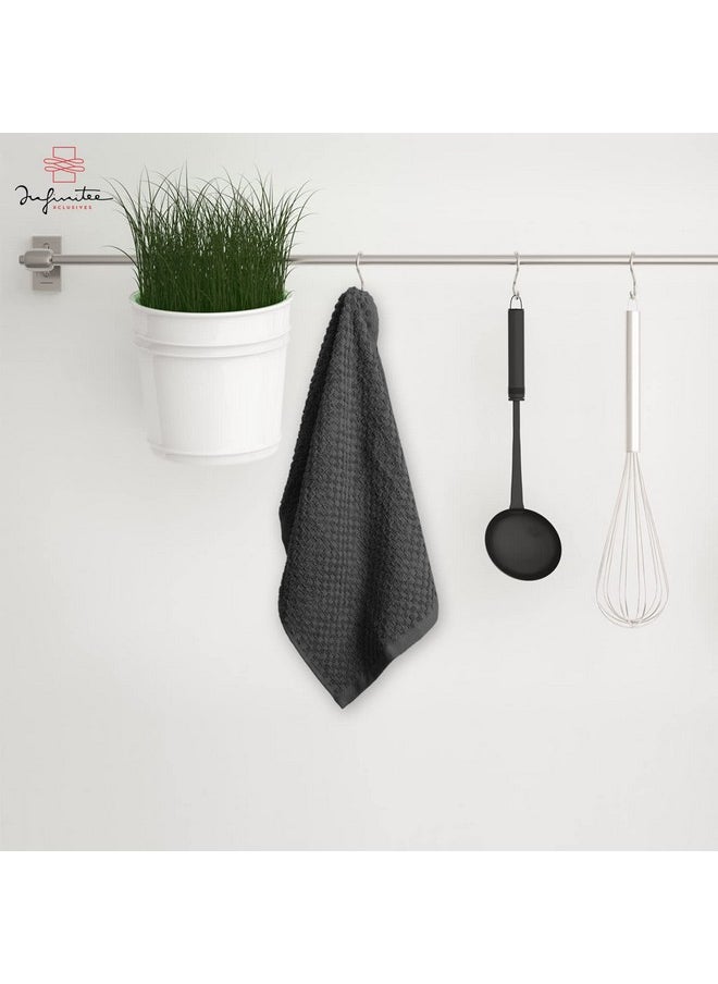 Infinitee Xclusives - Premium Kitchen Towels Pack Of 6 100% Cotton 15X25 Inches Absorbent Dish Towels Tea Towels Terry Kitchen Dishcloth Towels Grey Dish Cloth For Household Cleaning - Image 1