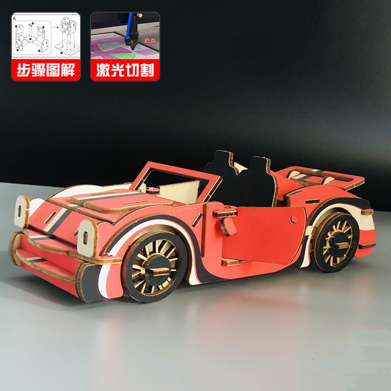 Children'S Wooden Three-Dimensional 3D Jigsaw Puzzle Car Model Ornaments Diy Children'S Educational Handmade Men'S Toys Stall - Image 4