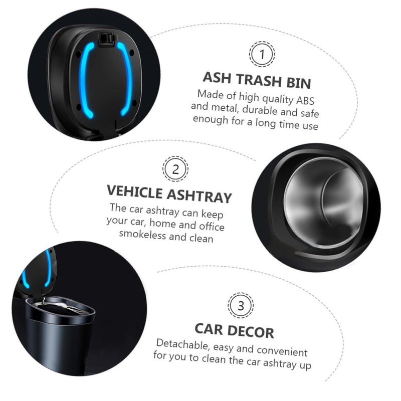 LED Car Ashtray with Lid Portable Cigarette Ash Holder Light for Vehicle Interior - Image 4