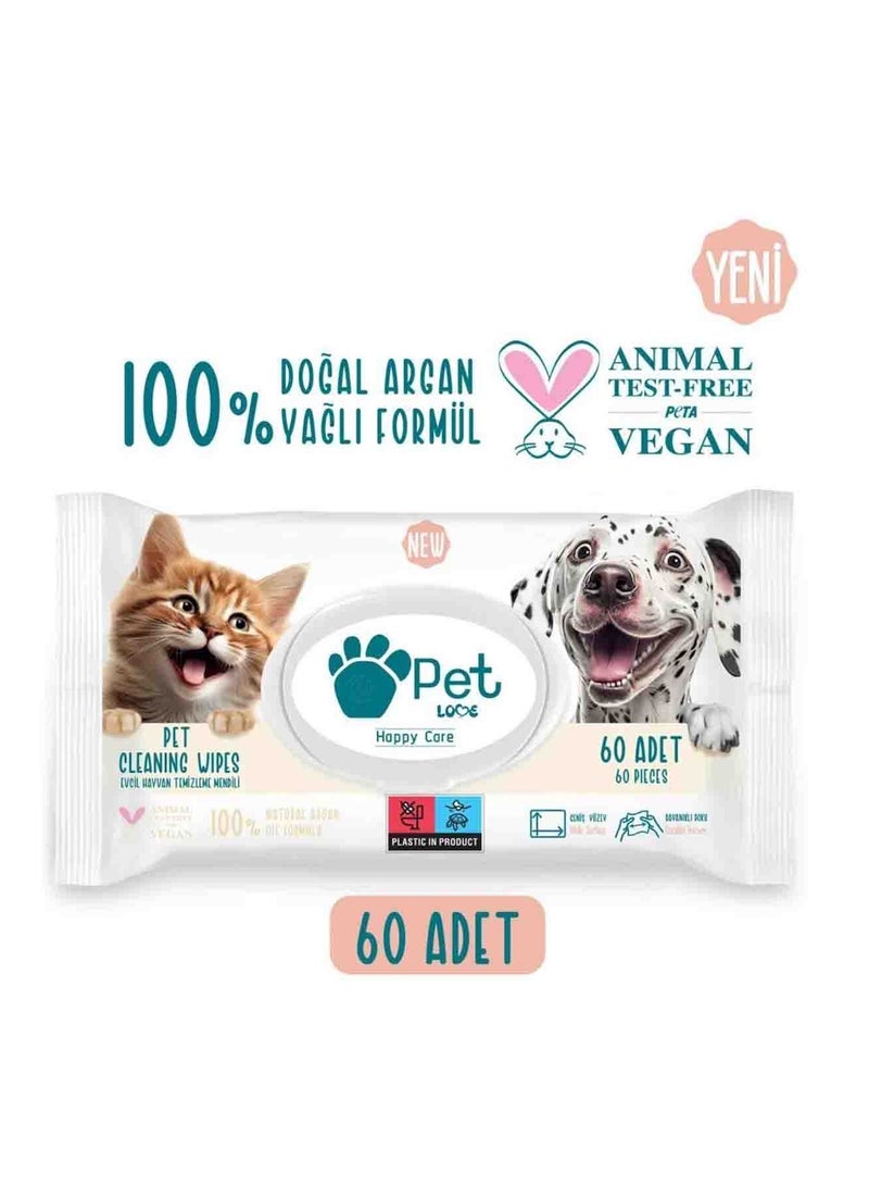 60 PCS pet wipes, Skin friendly non-woven wet wipes, Pet specific wet wipes, Can be used for pet cats and dogs to remove earwax, tear stains, clean ears, eyes, and nose, effectively anti-inflammatory and anti-inflammatory and mite removal, box containing - Image 1