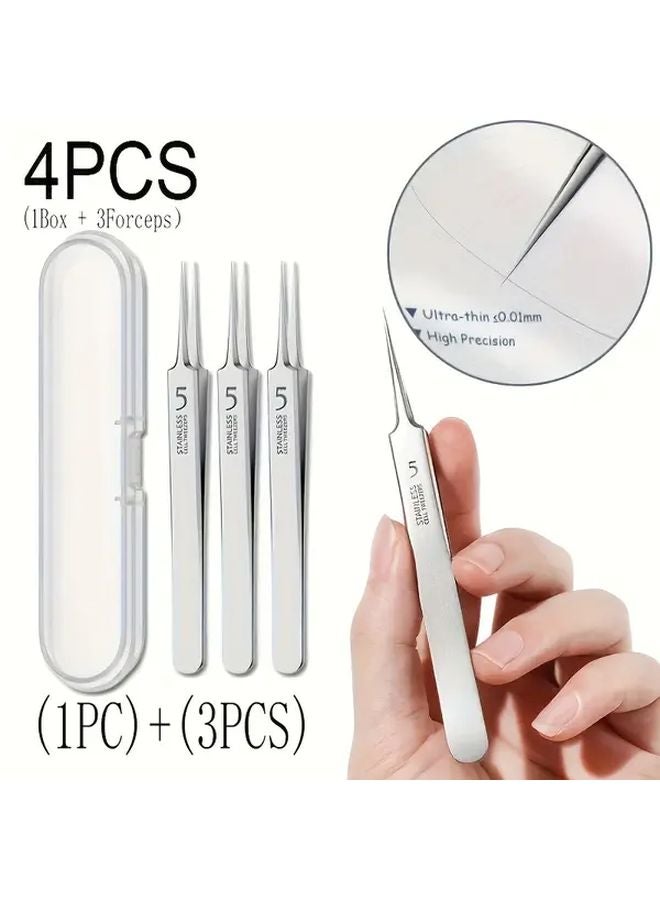 4pcs 5mm Stainless Steel Ultra Thin 0 1mm Precision Tweezers For Laboratory And Phone Repair - Image 1