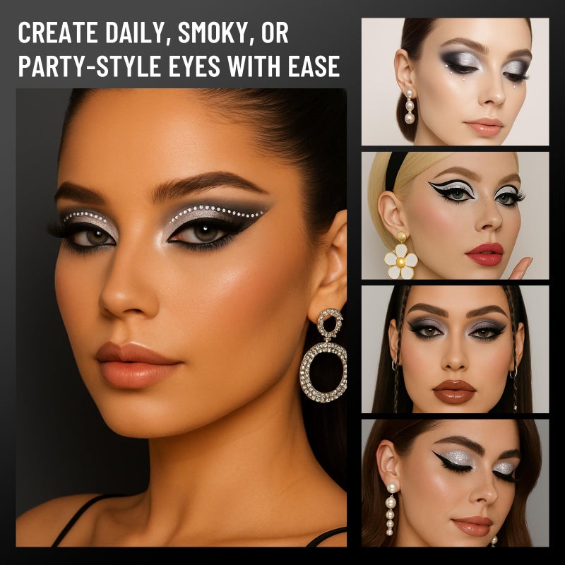 SUSIKEKI Black Eyeshadow Palette with Mirror Silver Gray Black Tones Matte Shimmer Smokey 6 Colors Mini Eye Shadow Pallet Travel Size Highly Pigmented for Vampire Clown Joker Goth Halloween Makeup - Image 5