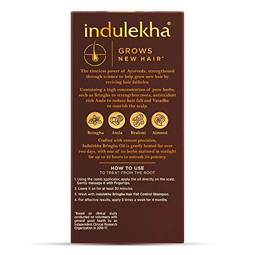 INDULEKHA Bringha,100% Ayurvedic Hair Oil for New Hair Growth with Bringha, Amla and Brahmi, Recommended by Ayurvedic Experts, for Men and Women, 50 ml - Image 2