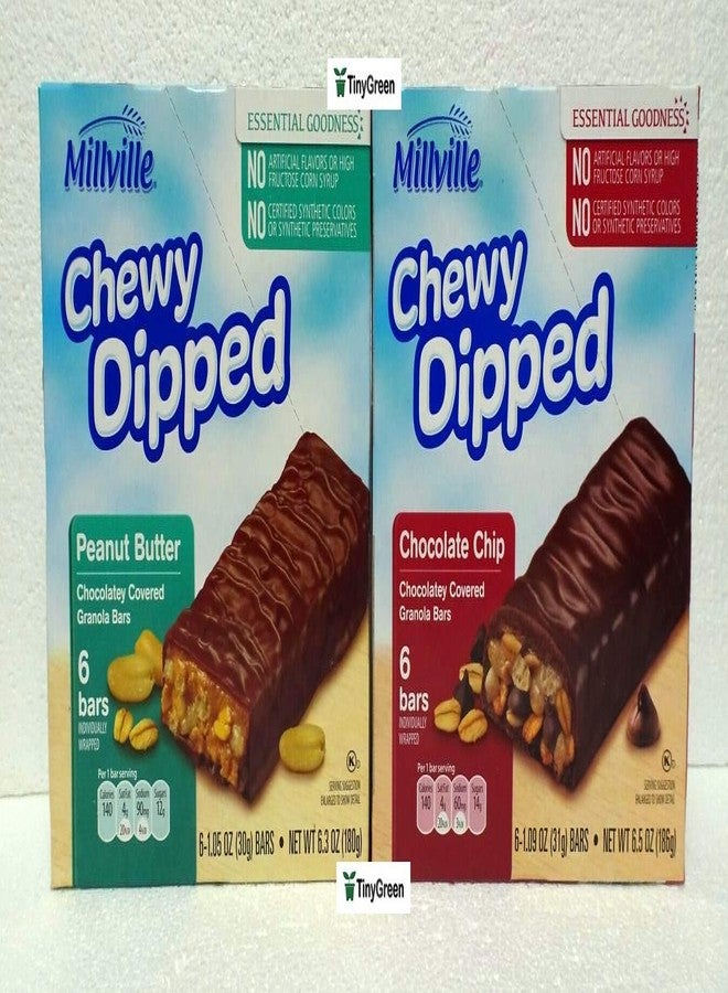Millville مجموعة بار Granola مغطاة بالشوكولاتة بنكهتين من Millville 6.3 أونصة 180 جرام (عبوة من اثنين) - Image 1