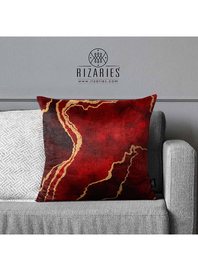 RIZARIES - SuperSoft Maroon Gold Abstract Throw Pillow - Image 1
