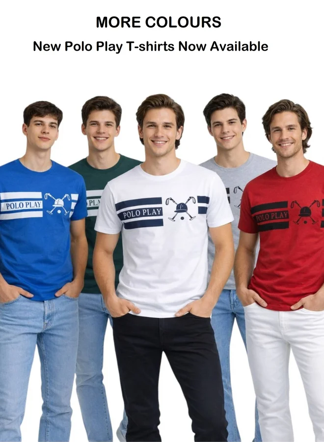 Polo Play Grey Men Graphic Logo Crew Neck T-Shirt for Men | Best Price UAE