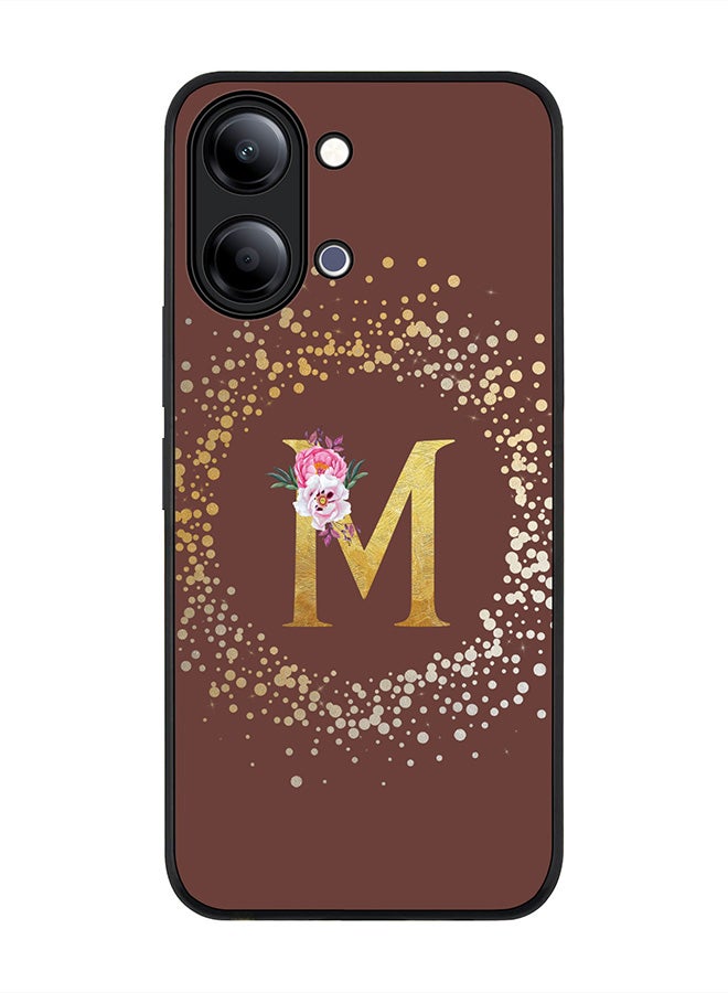 Stylizedd For vivo Y05 4G / Y6t 5G Case,Slim fit Camera Protection, Shockproof Thin Phone cover  - Custom Monogram Floral - M  (Brown ) - Image 1