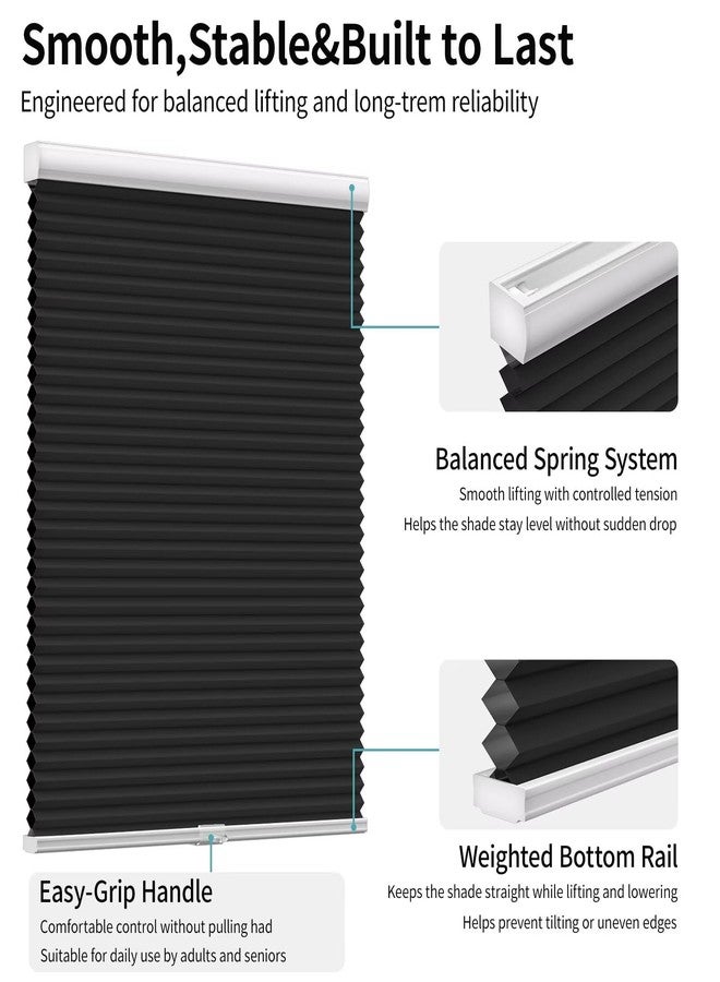 MYshade Cordless Blackout Cellular Shades for Windows, Honeycomb Window Shades with Thermal Insulation, Child & Pet Safe Room Darkening Shade, Easy Install,24" W x 50" H, Black - Image 3