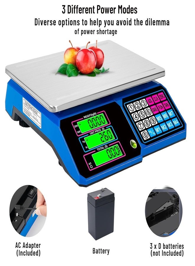 YONCON Large Digital Kitchen Scale 66lb/30kg, Commercial Food Scale 1g Accuracy with Price Computing for Baking, Cooking, Bread, Meat, Stainless Steel, Adapter Included - Image 3