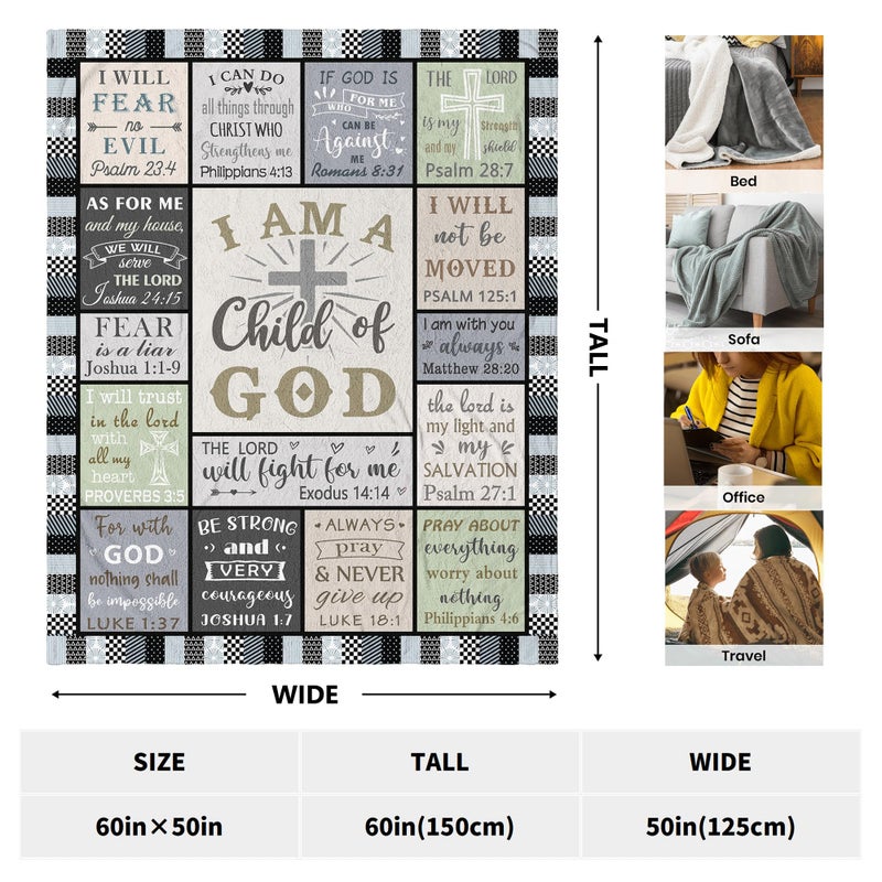CUJUYO Christian Gifts for Men Women Blanket 60"x50" - Inspirational Religious Birthday Gifts - Baptism Confirmation Gift for Boys Girls - Catholic Spiritual Gift for Men Women - Image 2
