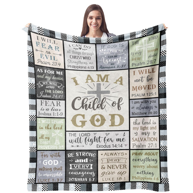 CUJUYO Christian Gifts for Men Women Blanket 60"x50" - Inspirational Religious Birthday Gifts - Baptism Confirmation Gift for Boys Girls - Catholic Spiritual Gift for Men Women - Image 1