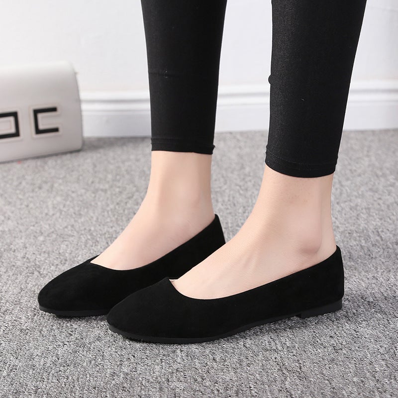 2022 spring and autumn new suede Korean version pointed toe shoes women's candy color flat women's shoes large size women's 40-43 foreign trade black 41 - Image 4