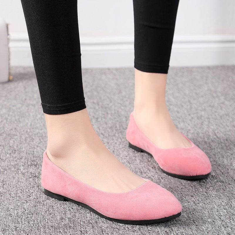 2022 spring and autumn new suede Korean version pointed toe shoes women's candy color flat women's shoes large size women's 40-43 foreign trade black 41 - Image 3