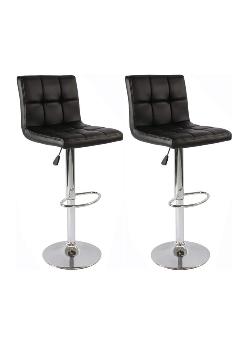 Generic 2Pcs Bar Stools, Modern Pu Leather Swivel Adjustable Hydraulic High Chair Bar Stool, Square Counter Height Stool for Kitchen Counter Pub (Square Black 2Pcs) ﻿  - Image 1