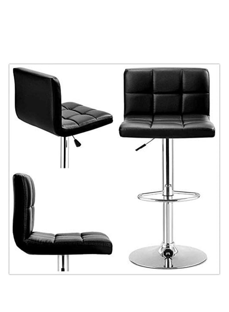Generic 2Pcs Bar Stools, Modern Pu Leather Swivel Adjustable Hydraulic High Chair Bar Stool, Square Counter Height Stool for Kitchen Counter Pub (Square Black 2Pcs) ﻿  - Image 3