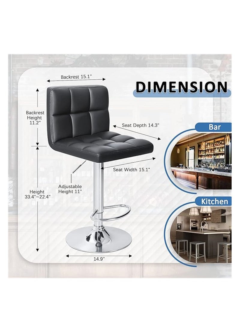 Generic 2Pcs Bar Stools, Modern Pu Leather Swivel Adjustable Hydraulic High Chair Bar Stool, Square Counter Height Stool for Kitchen Counter Pub (Square Black 2Pcs) ﻿  - Image 4