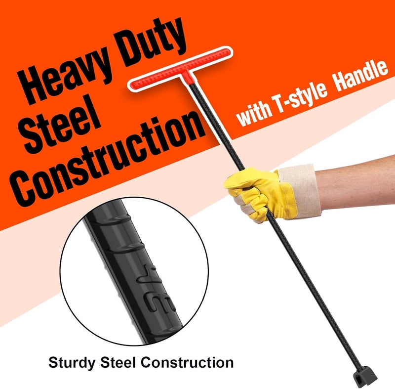 Eapele Water Meter Key 28 inch Enforced Steel T-Handle With 4-way Multi-Functional Universal Cross Key - Image 5