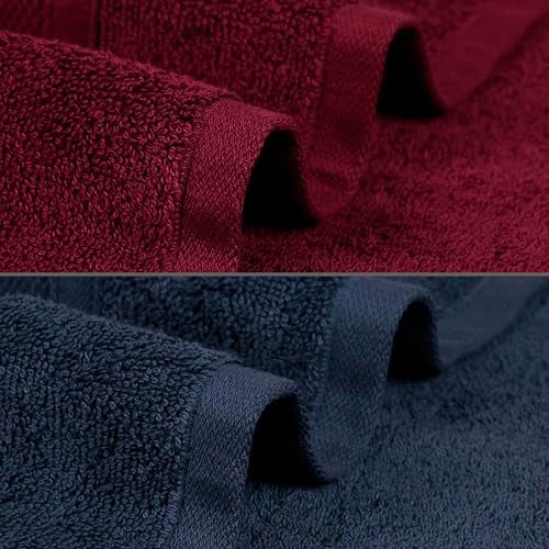 MYTRIDENT Soft Comfort Air Rich 100% Cotton Towels for Bath, 500 GSM Large Size Bathroom Towels for Men/Women, 2PC Bath (69 cm x 137 cm), Wine red and Navy - Image 5