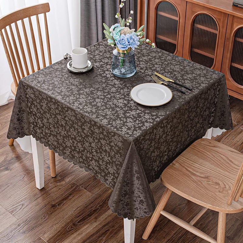 smiry Square Table Cloth, Waterproof Heavy Duty Vinyl Tablecloths, Wipeable Washable Table Cover for Kitchen and Dining Room (Coffee, 54" X 54") - Image 1