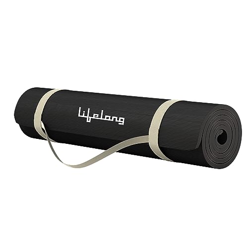 Lifelong LLYM97 Yoga mat for Women & Men EVA Material 8mm Anti-Slip Yoga-Mat with Strap for Gym Workout|Exercise Mat For Home Gym Workout and Yoga Exercise (6 Months Warranty) Black - Image 1