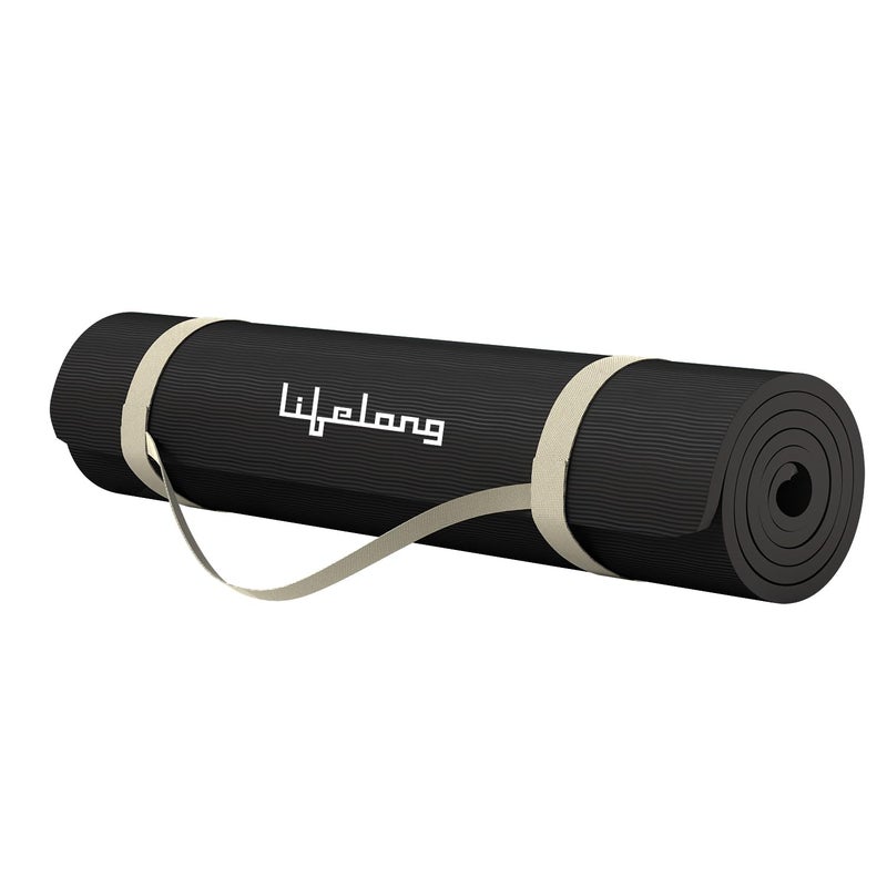 Lifelong LLYM97 Yoga mat for Women & Men EVA Material 8mm Anti-Slip Yoga-Mat with Strap for Gym Workout|Exercise Mat For Home Gym Workout and Yoga Exercise (6 Months Warranty) Black - Image 5