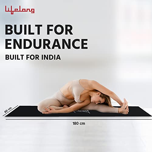 Lifelong LLYM97 Yoga mat for Women & Men EVA Material 8mm Anti-Slip Yoga-Mat with Strap for Gym Workout|Exercise Mat For Home Gym Workout and Yoga Exercise (6 Months Warranty) Black - Image 3